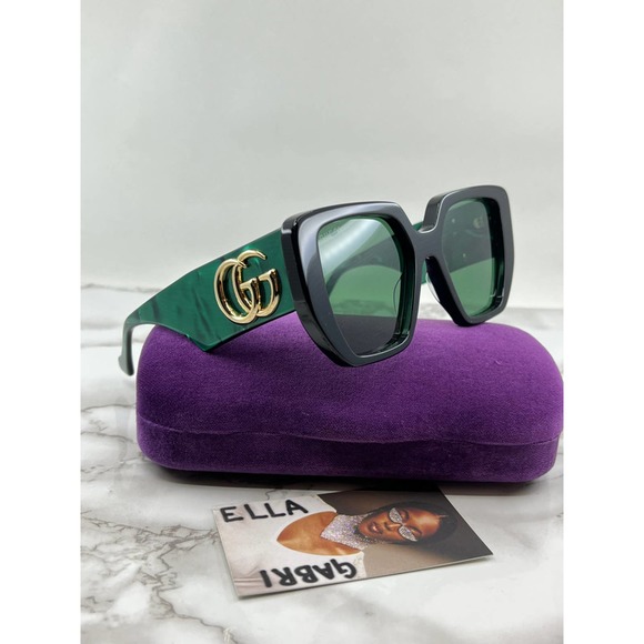 NEW Gucci GG0956S Black Green Oversized Sunglasses - Picture 4 of 6